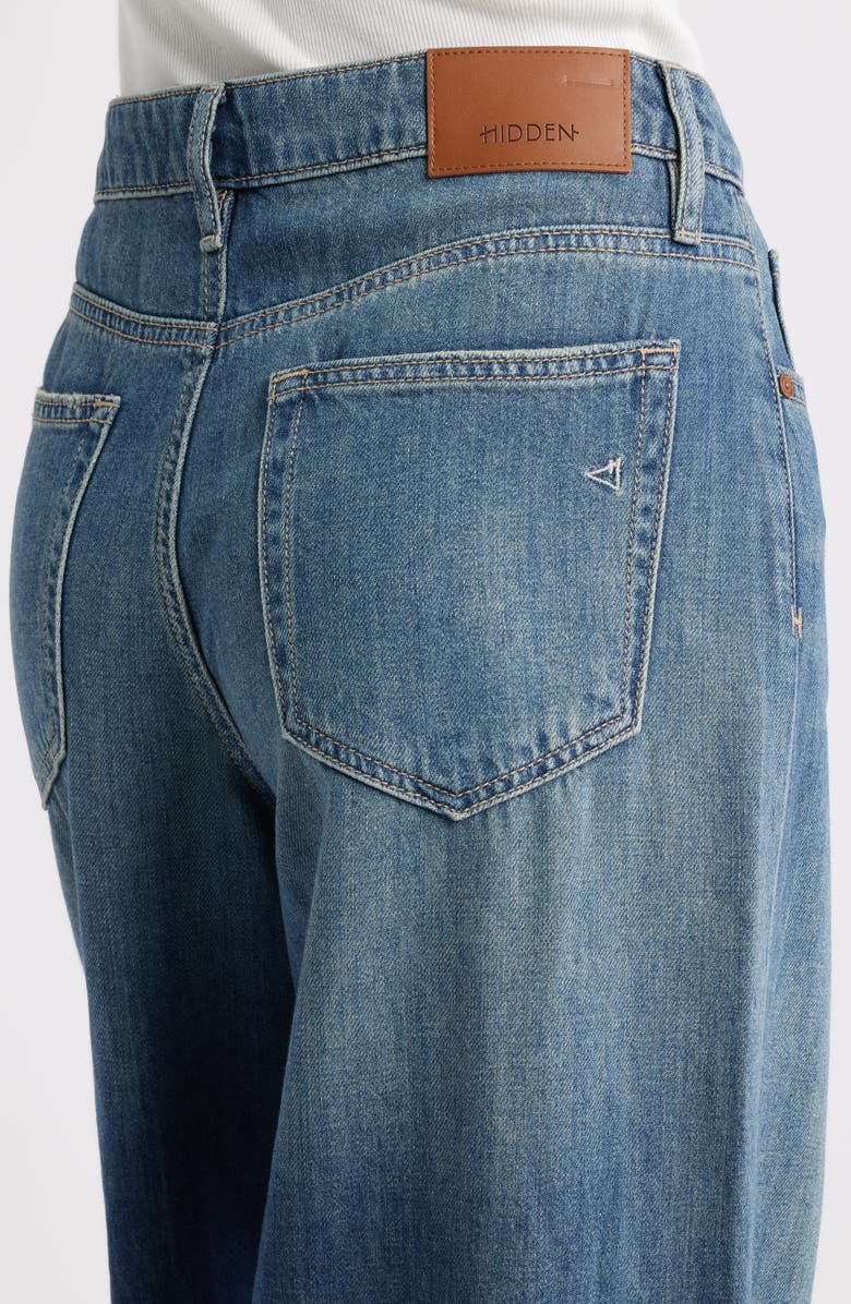 HIDDEN JEANS Raw Hem High Waist Super Wide Leg Jeans, Alternate, color, Med.wash