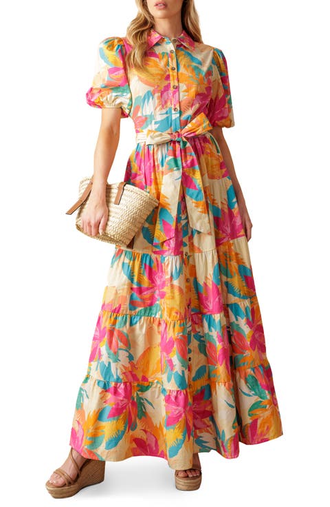 Floral Short Sleeve Maxi Shirtdress