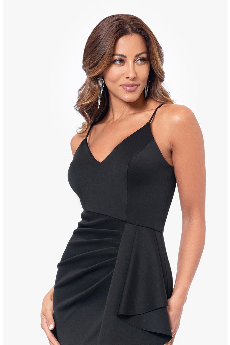 Ruched Scuba Knit Gown, Alternate, color, BLACK