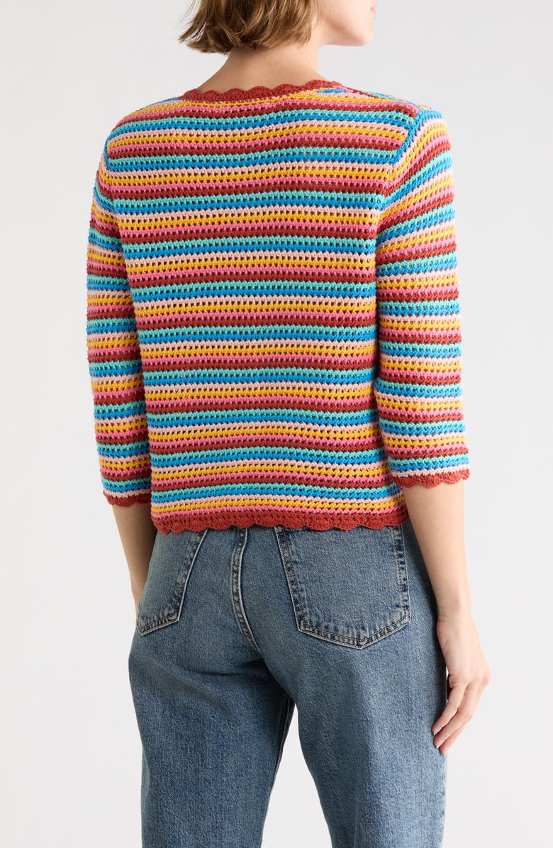 Tori Richard Rainbow Crochet Astrid Cardigan, Alternate, color, Orange Multi