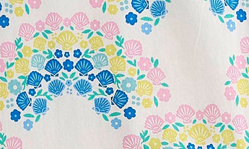 Mini Boden Kids' Harlow Shell Print Strappy Cotton Sundress In Soft Ivory Rainbow Shells