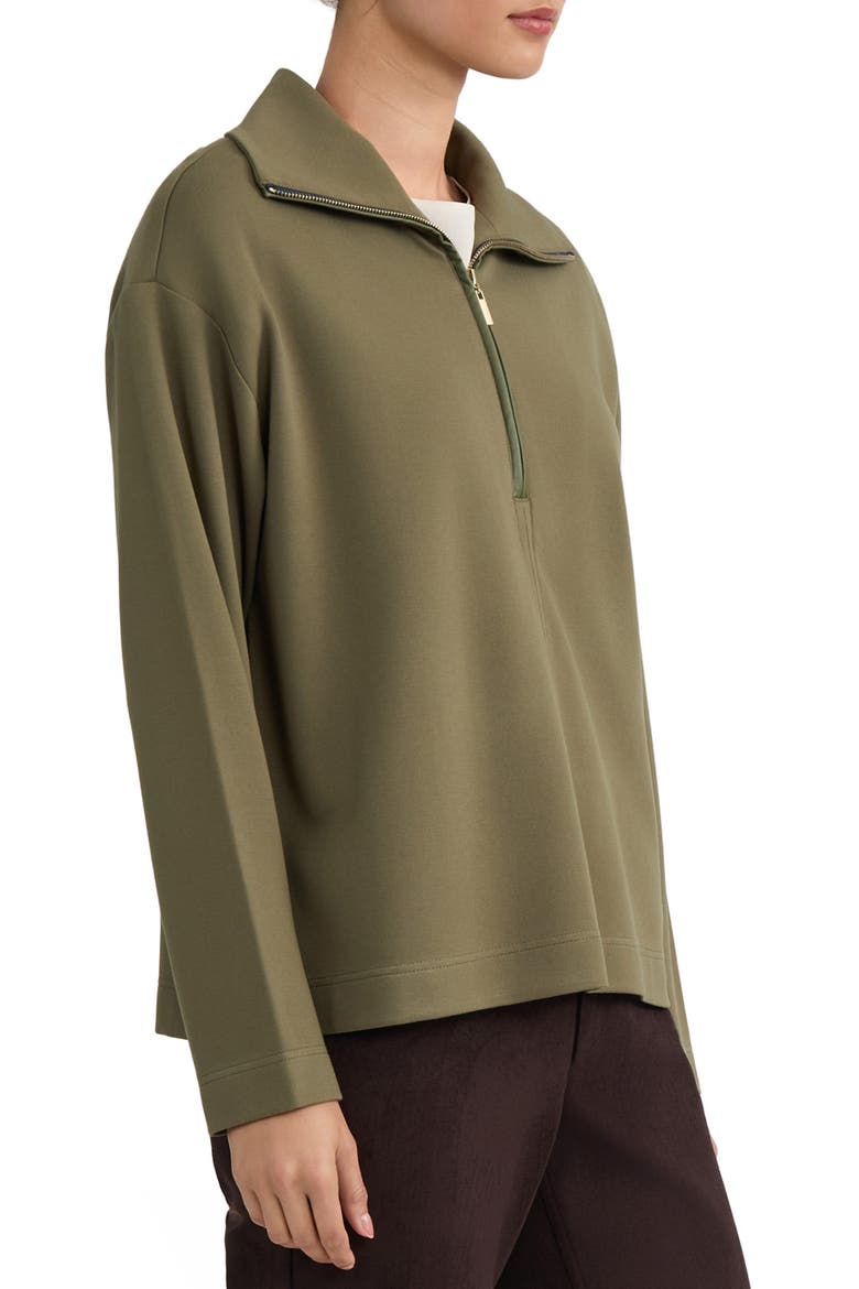Quarter Zip Long Sleeved Pullover, Alternate, color, JASPER GREEN