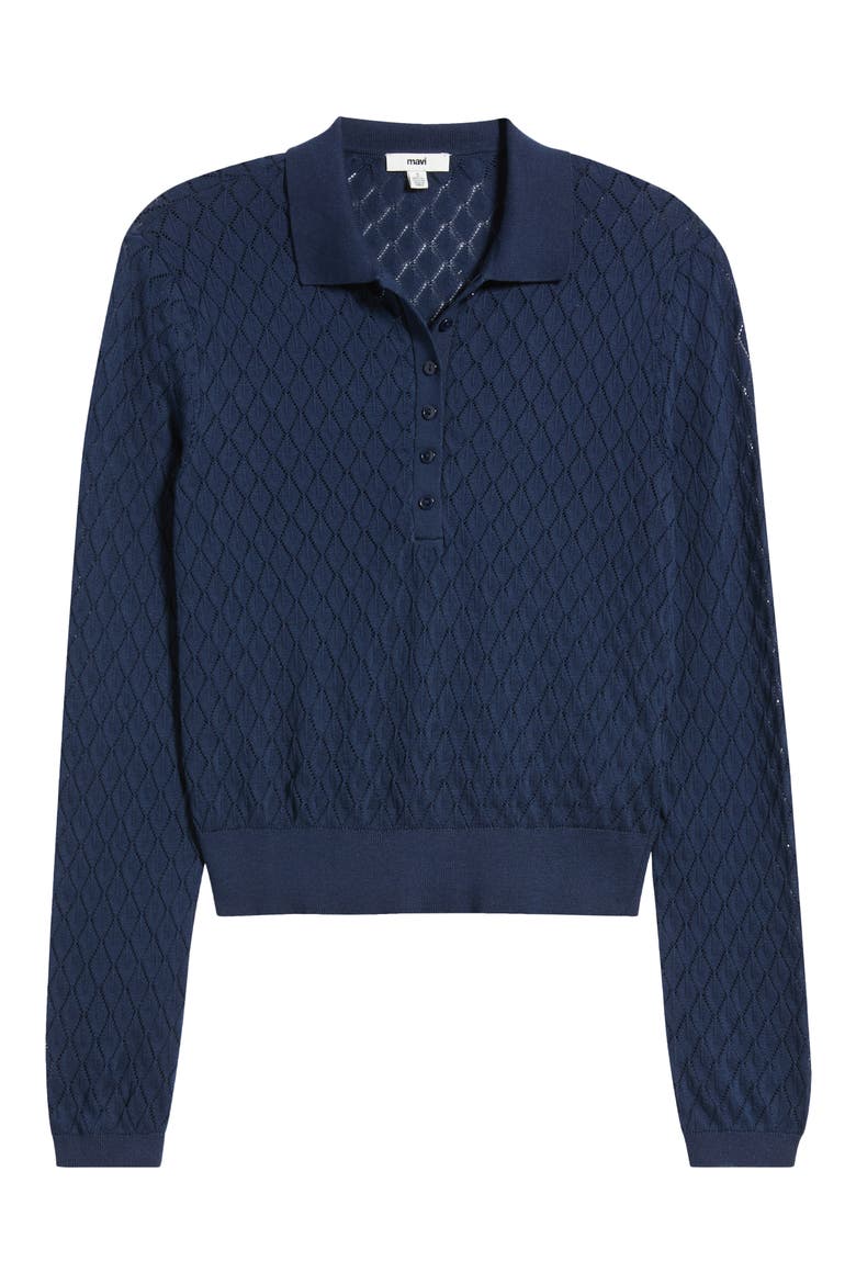 Pointelle Polo Sweater, Main, color, PEACOAT