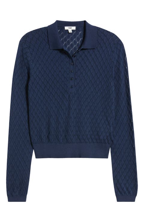 Pointelle Polo Sweater