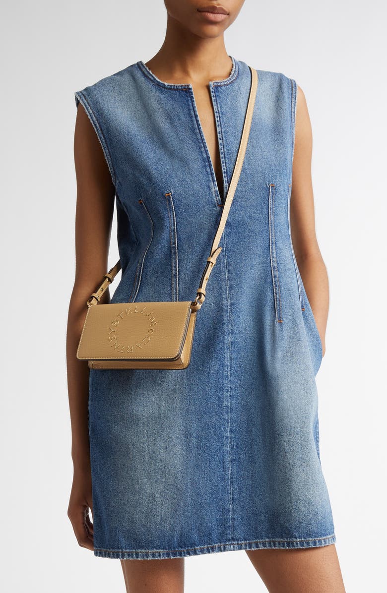 Stella McCartney Mini Logo Faux Leather Crossbody Bag, Alternate, color,