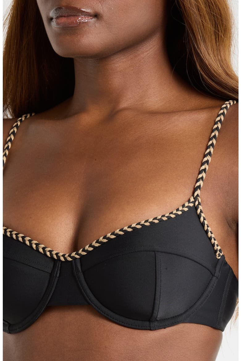 Mona Braided Underwire Bikini Top, Alternate, color, BLACK