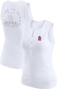 WEAR by Erin Andrews Women's WEAR by Erin Andrews White St. Louis Cardinals Rib-Knit Henley Tank Top