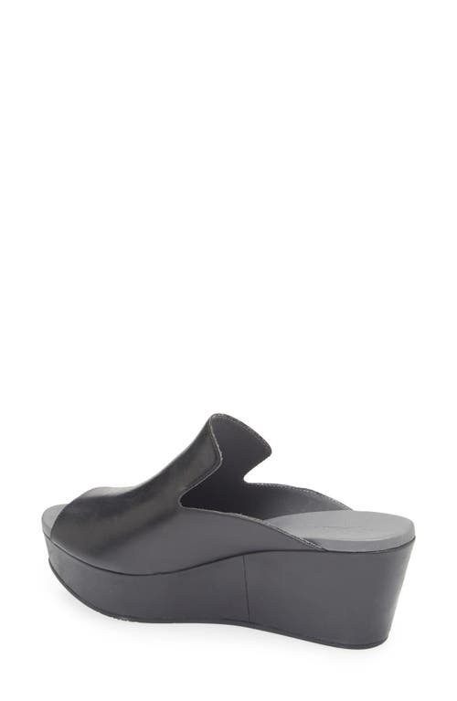 Chocolat Blu Whisper Platform Wedge Sandal In Black Leather