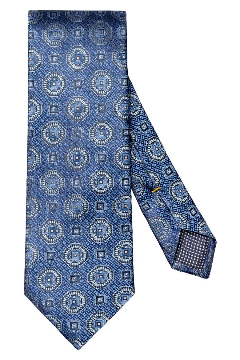Medallion Silk Tie, Main, color, NAVY
