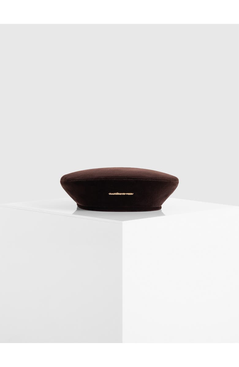 Manière De Voir Anya Velvet Beret, Alternate, color, Brown