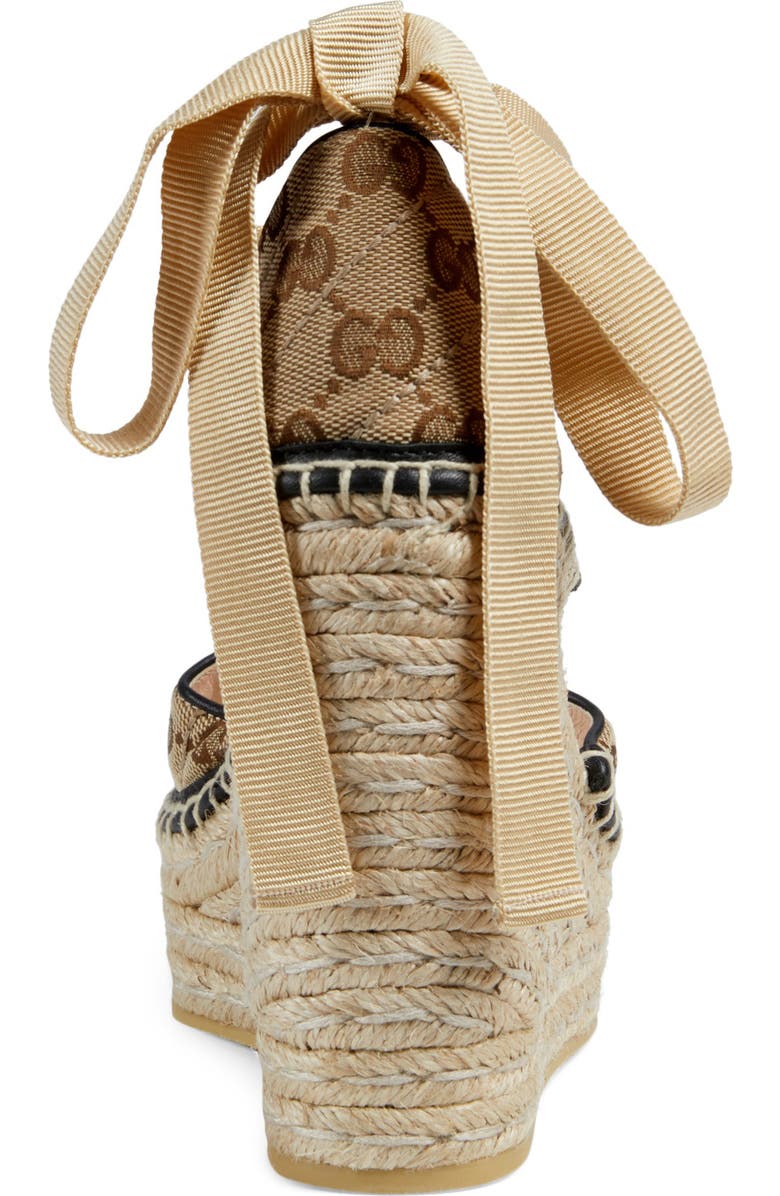 Gucci Pilar GG Ankle Tie Espadrille Platform Wedge, Alternate, color,