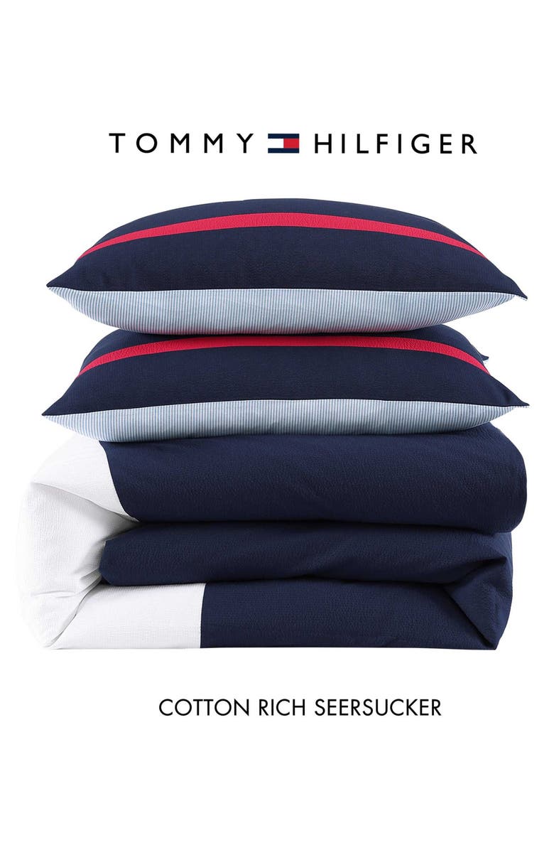 Tommy Hilfiger Iconic Anniversary Seersucker Comforter & Shams Set, Alternate, color, Navy Blue/ Red/ White