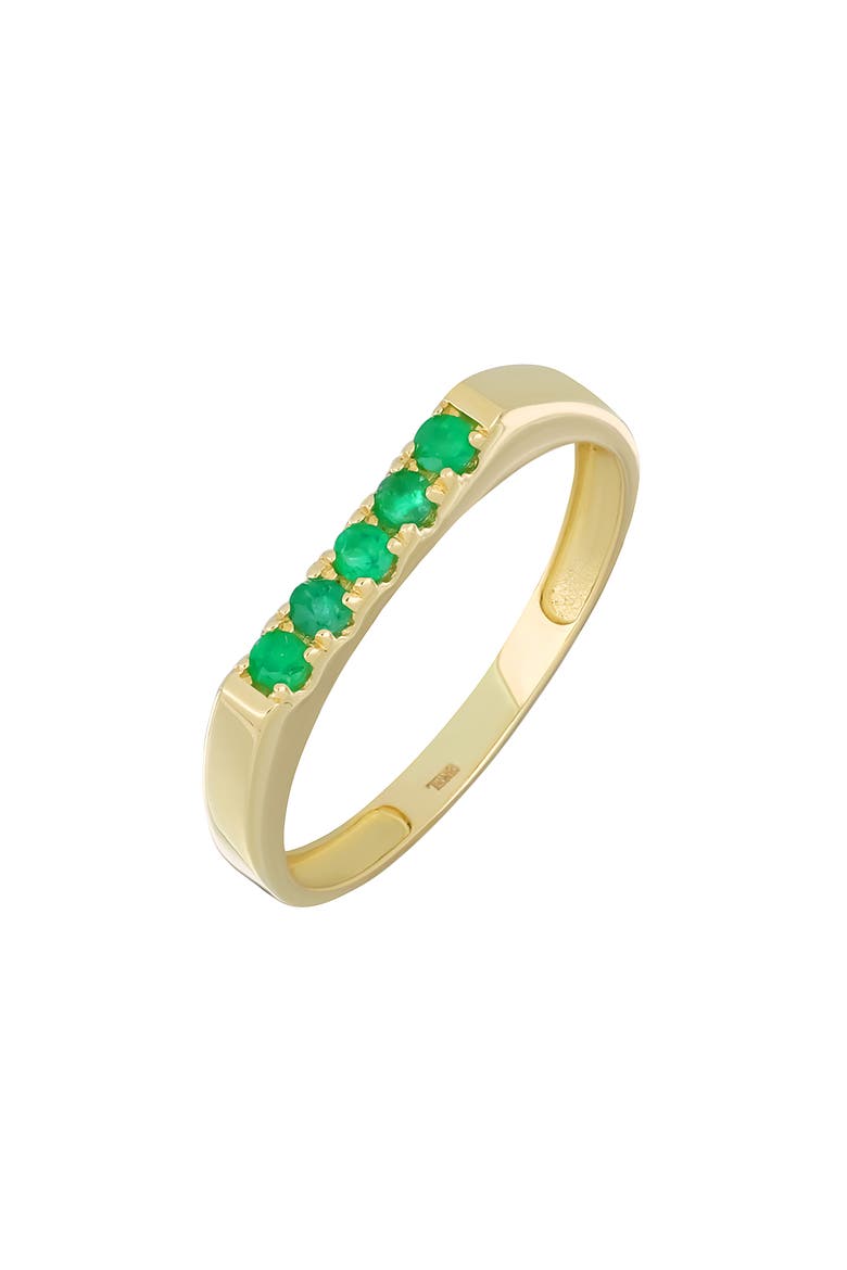 El Mar 18K Gold Gemstone Stackable Ring (Online Trunk Show), Main, color, 18K YELLOW GOLD/ EMERALD