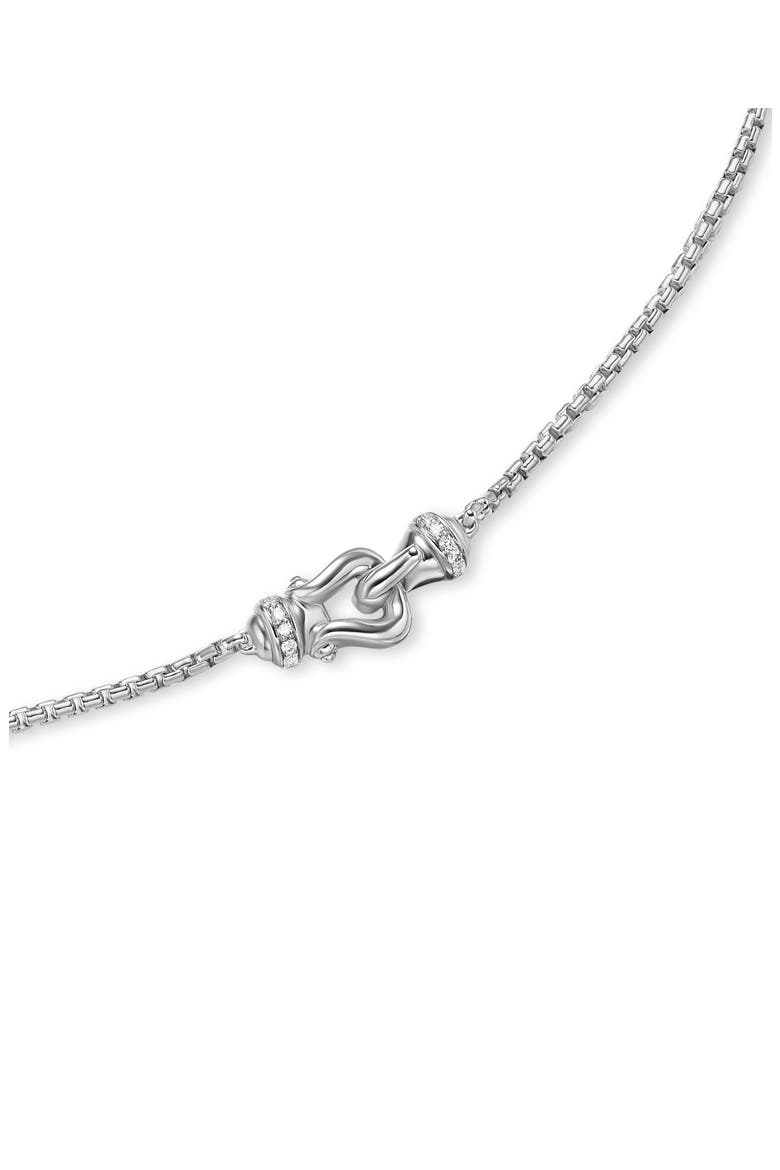 Petite Buckle Necklace in Sterling Silver with Diamonds, 16.2mm, Alternate, color, DIAMOND