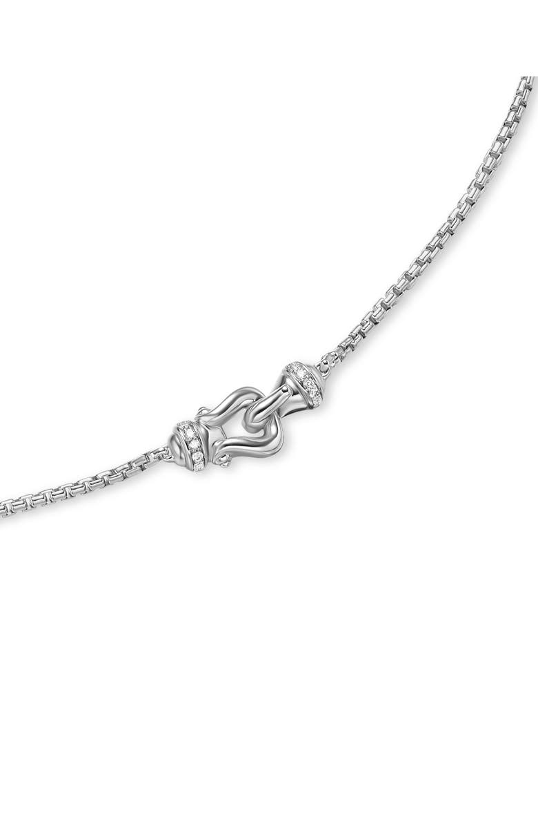 David Yurman Petite Buckle Necklace in Sterling Silver with Diamonds, 16.2mm, Alternate, color, Diamond
