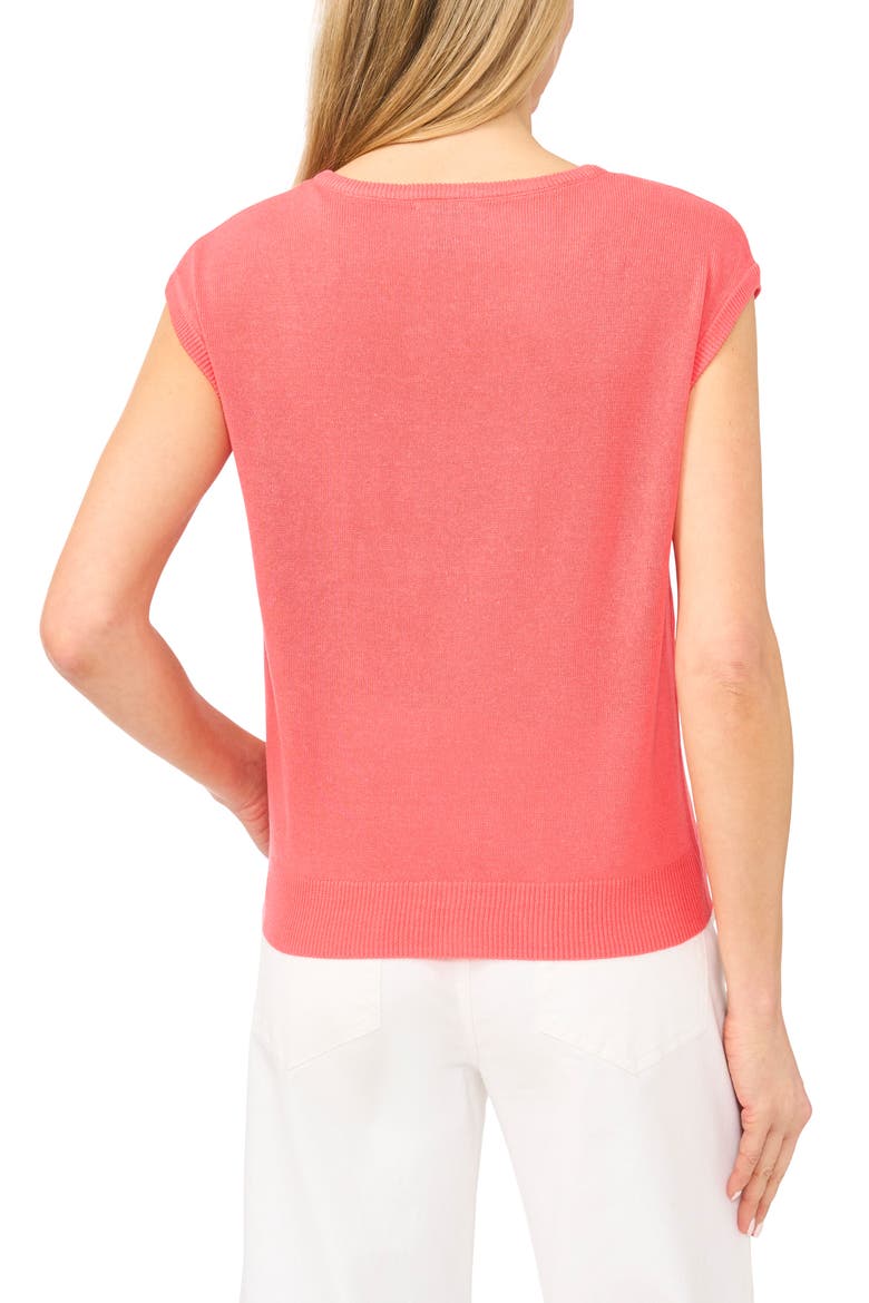 V-Neck Cap Sleeve Sweater Vest, Alternate, color, CALYPSO CORAL