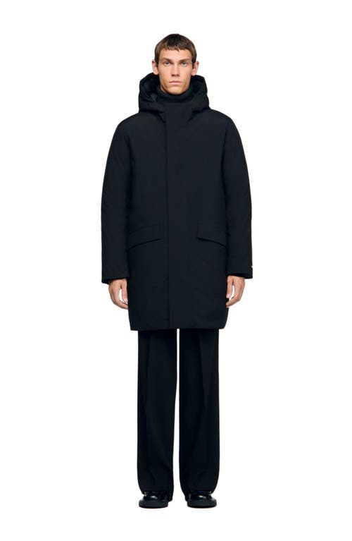 Sandro Hooded Parka With Zip In Black