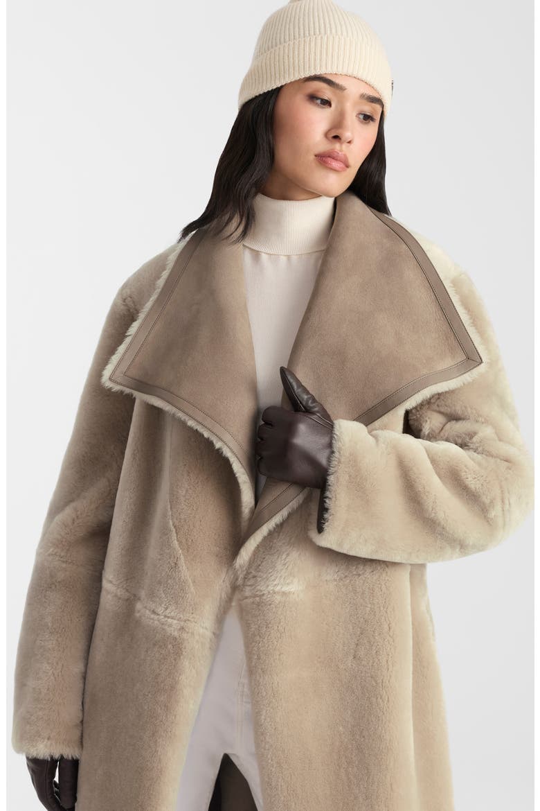 Marian Reversible Genuine Shearling Wrap Coat, Alternate, color, TRUFFLE-TAUPE