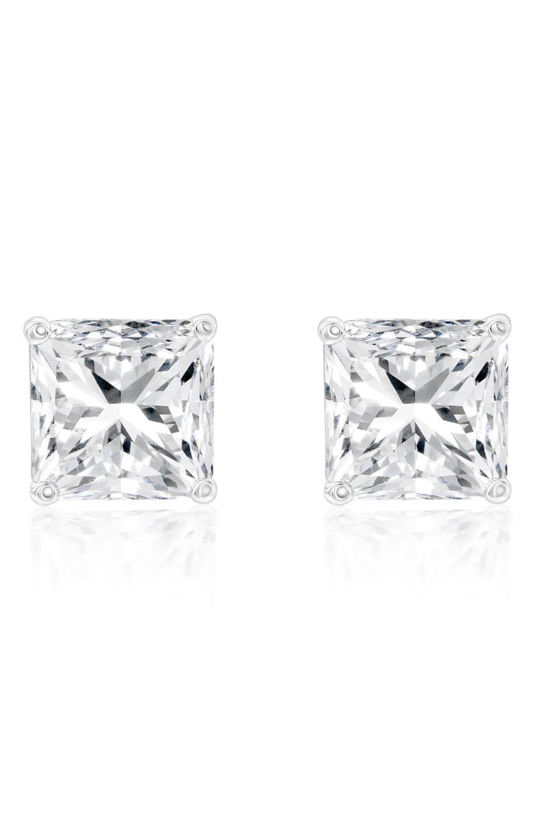 SUZY LEVIAN Asscher Cut Cubic Zirconia Stud Earrings, Main, color, White