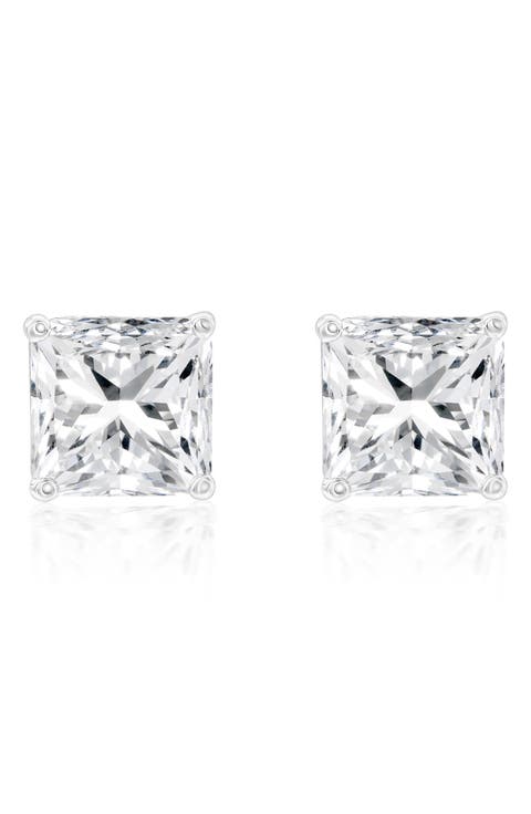 Asscher Cut Cubic Zirconia Stud Earrings