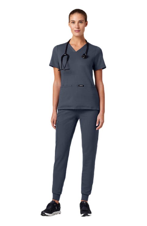 Cesi Women's 2-Pocket Slim Knit V-Neck Scrub Top