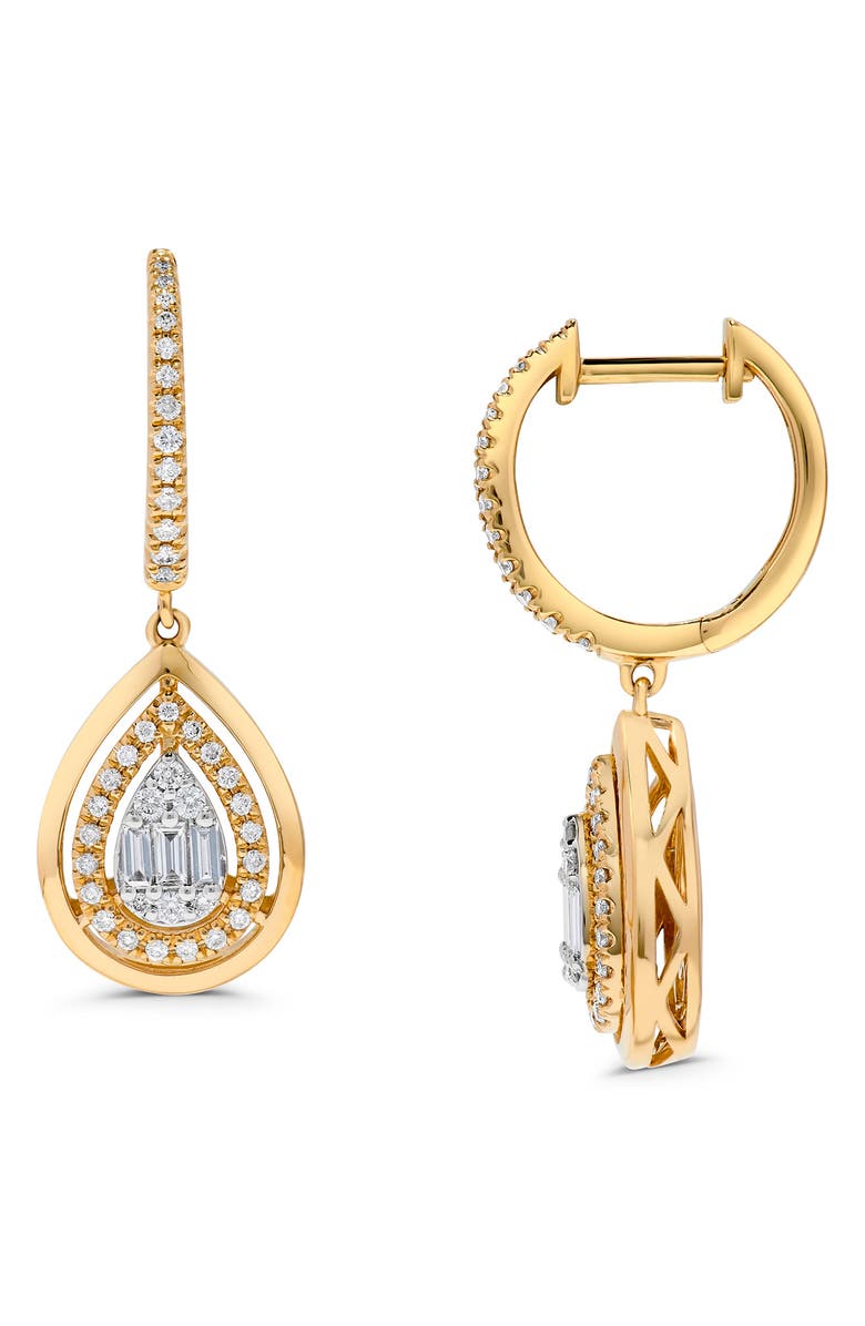 H.J. Namdar 14K Gold Diamond Pear Drop Huggie Hoop Earrings - 0.62ct., Main, color,
