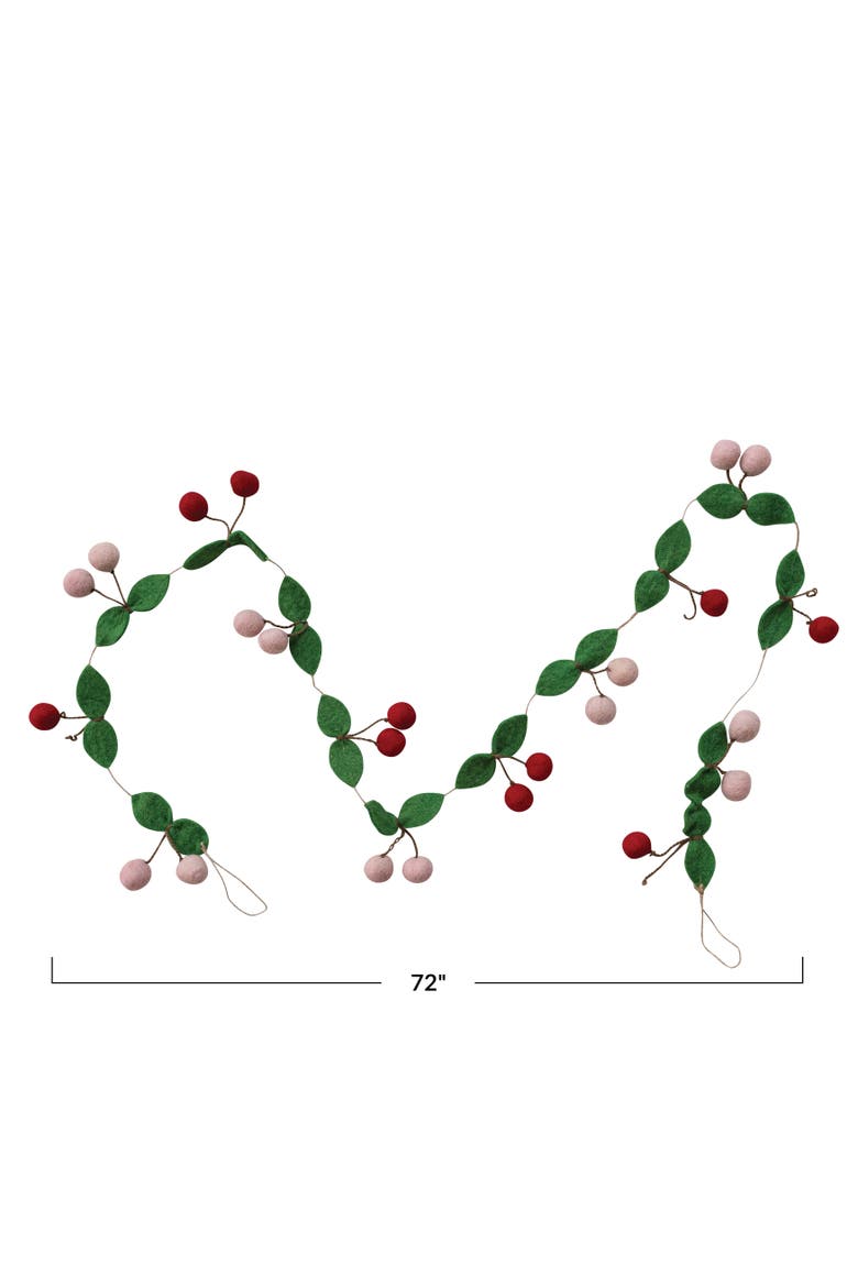 Artisan Wool Felt Cherries Garland with Jute Cord, Alternate, color, Red and Pink