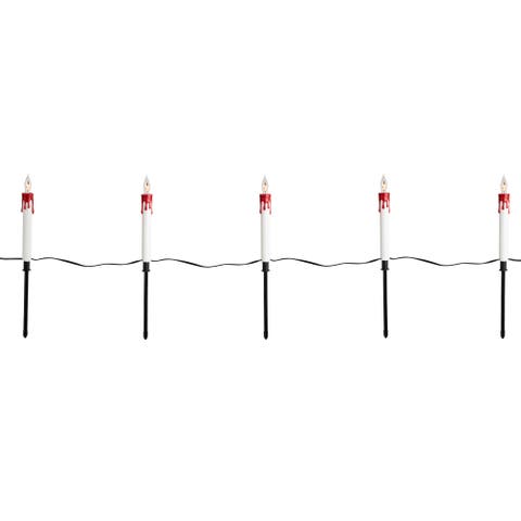 Lighted Flickering Candle Halloween Outdoor Pathway Markers - 15.25" - Set of 5