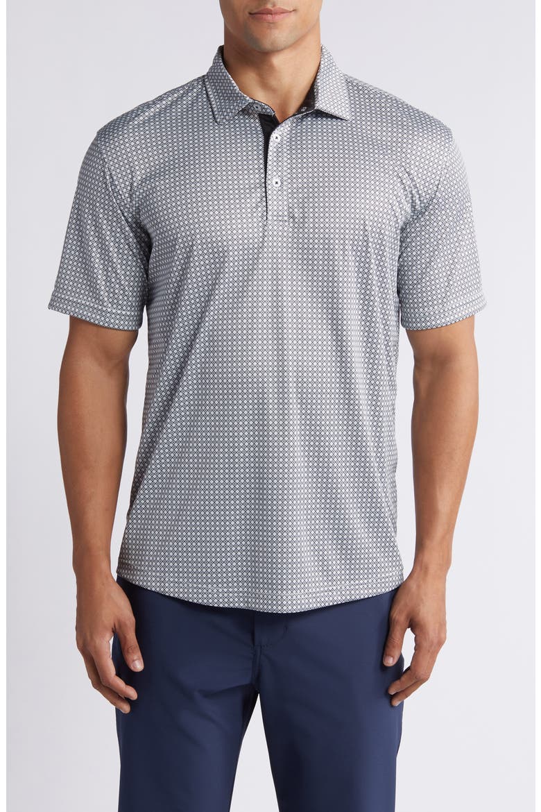 Tanner Geo Print Performance Golf Polo, Main, color, GLACIER-BLACK