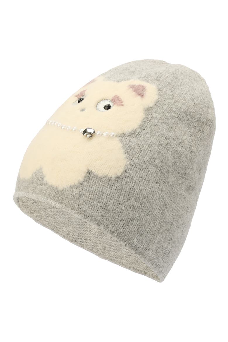 Clover Cat Wool Beanie, Alternate, color, QUARRY GREY