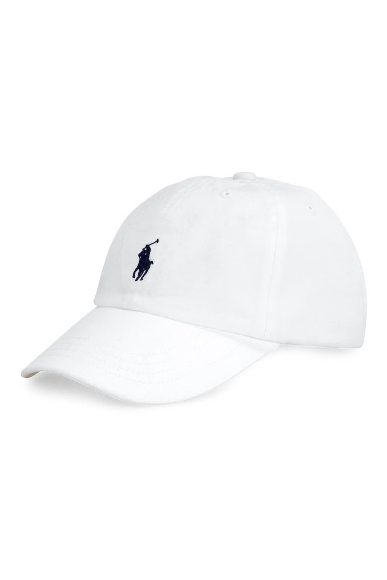 Kids' Adjustable Cotton Chino Baseball Cap, Main, color, WHITE