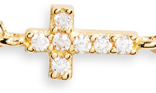 Argento Vivo Sterling Silver Sideway Cross Station Chain Necklace In Gold