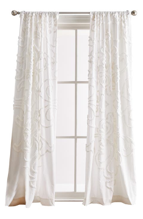 Gates Set of 2 Tufted Chenille Curtain Panels