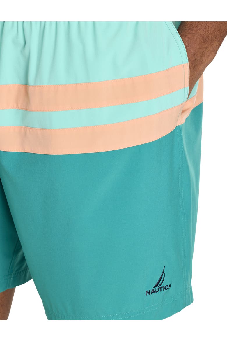 Big & Tall Colorblocked Striped Board Shorts, Alternate, color, POOLSDAQUA