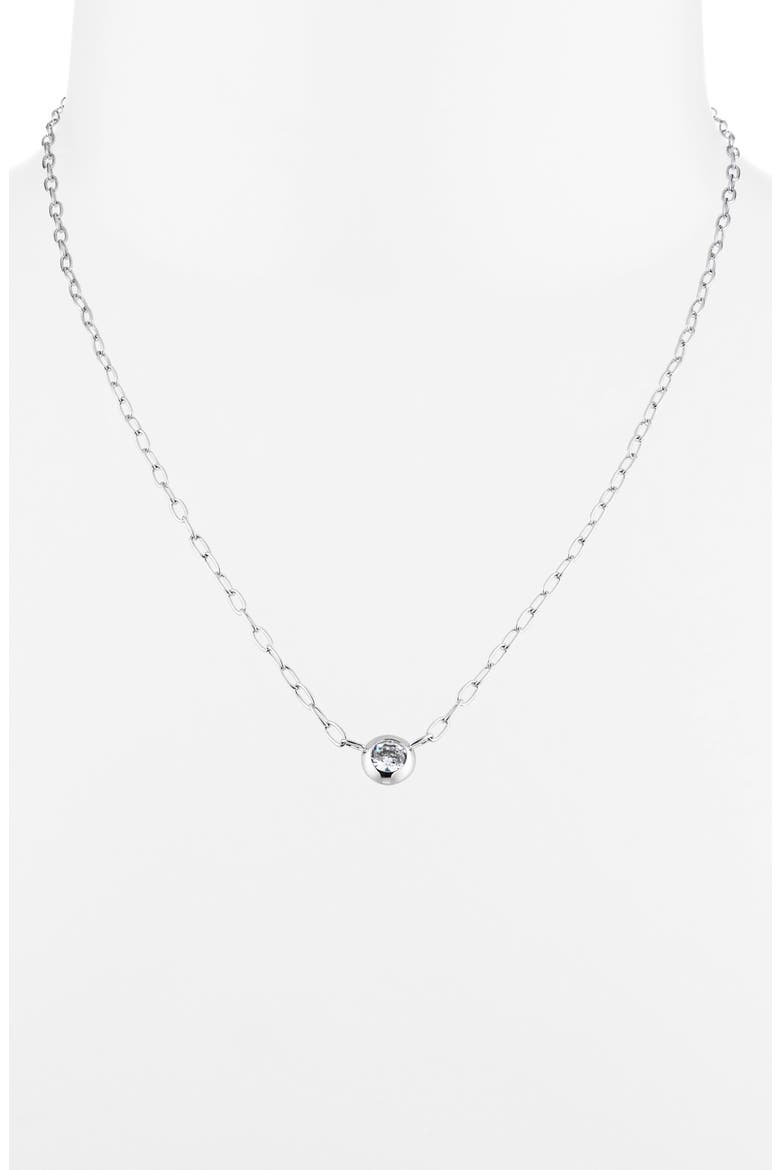Shimmer Cubic Zirconia Solitaire Necklace & Stud Earrings Set, Alternate, color, RHODIUM