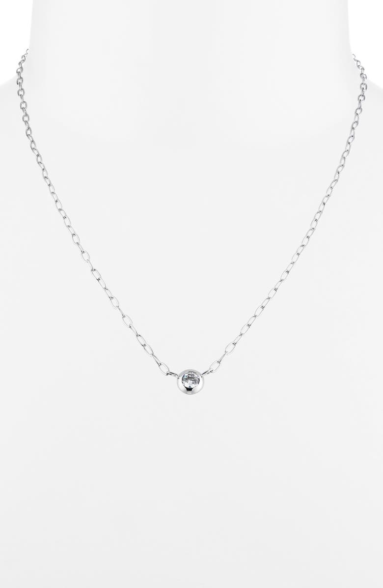 Nadri Shimmer Cubic Zirconia Solitaire Necklace & Stud Earrings Set, Alternate, color, Rhodium