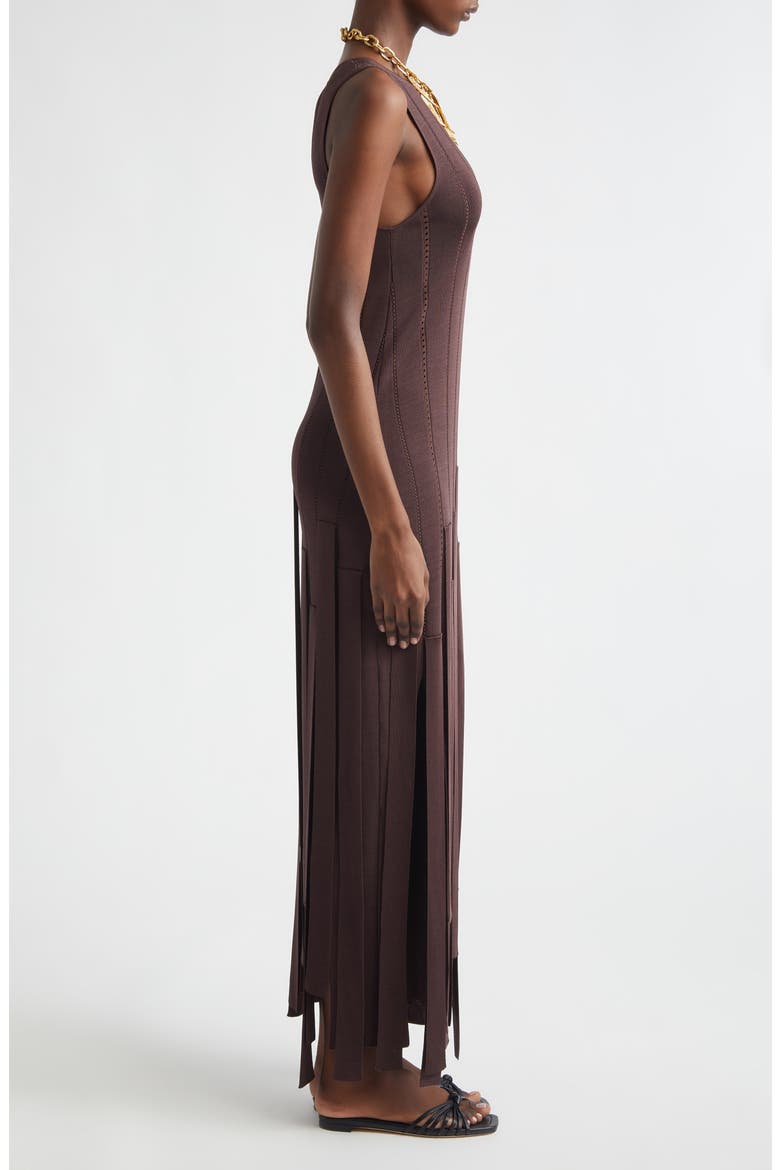 Kindred Spirit Luna Fringe Pointelle Rib Sweater Dress, Alternate, color, CHOCOLATE