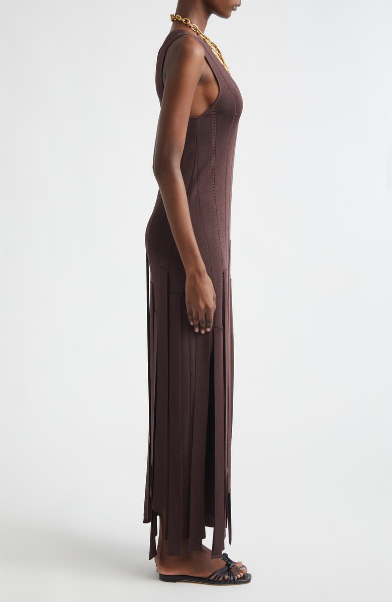 Zimmermann Kindred Spirit Luna Fringe Pointelle Rib Sweater Dress, Alternate, color, Chocolate