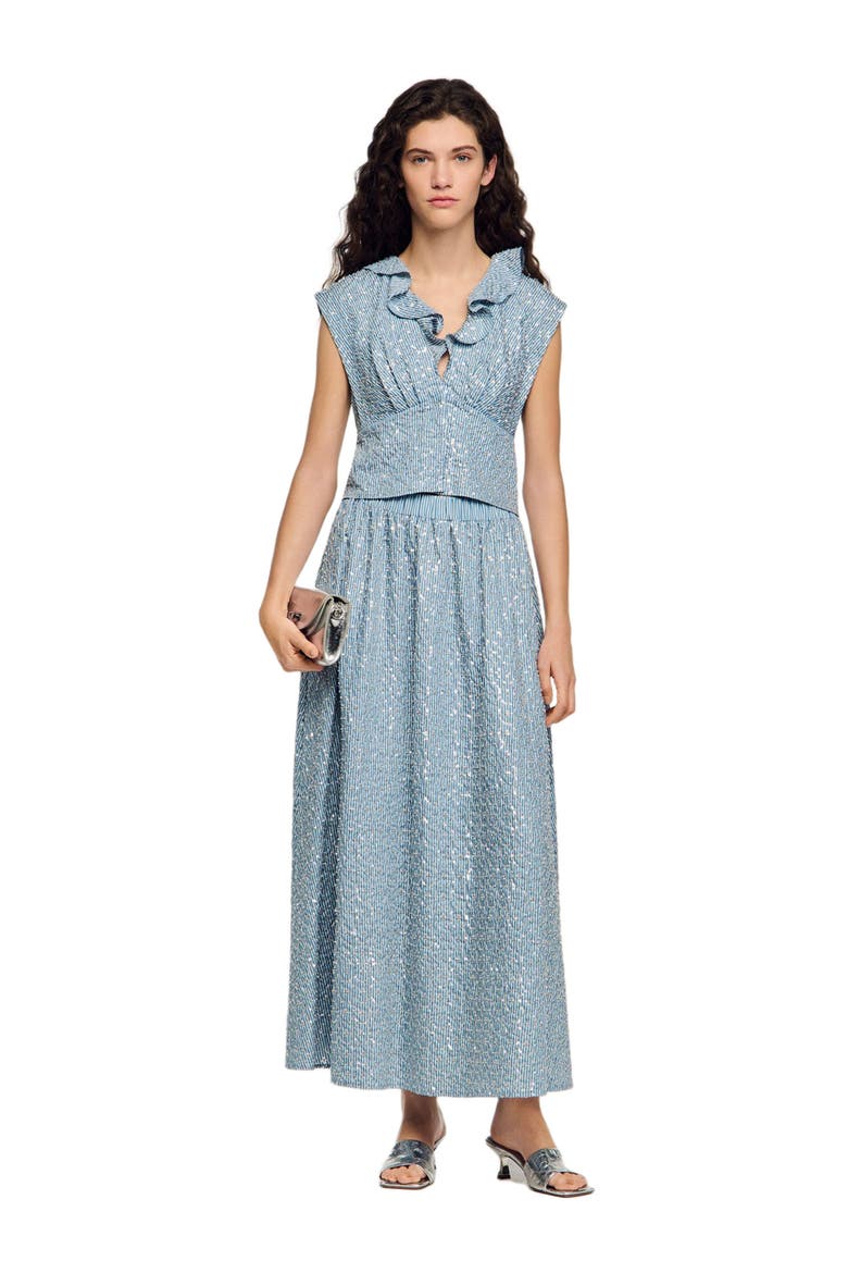 Long sequined skirt, Alternate, color, Blue