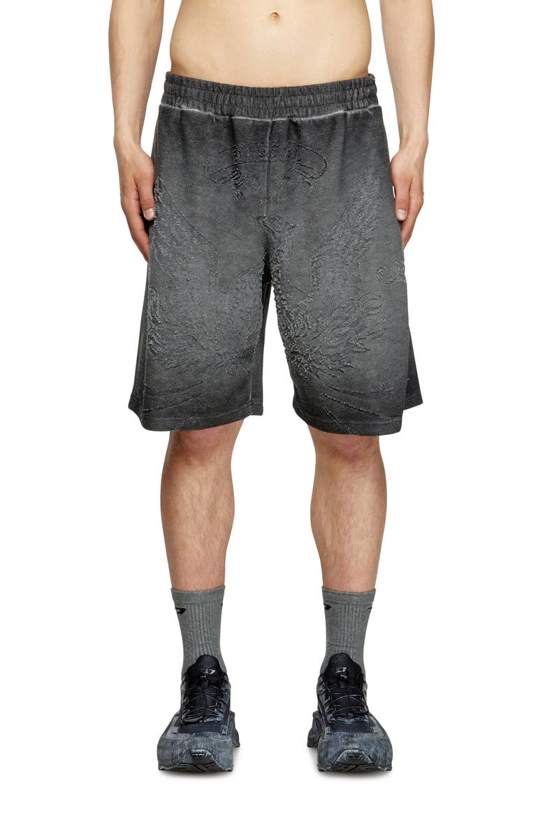 P-Crowde Laser Etched Sweat Shorts, Main, color, GREY