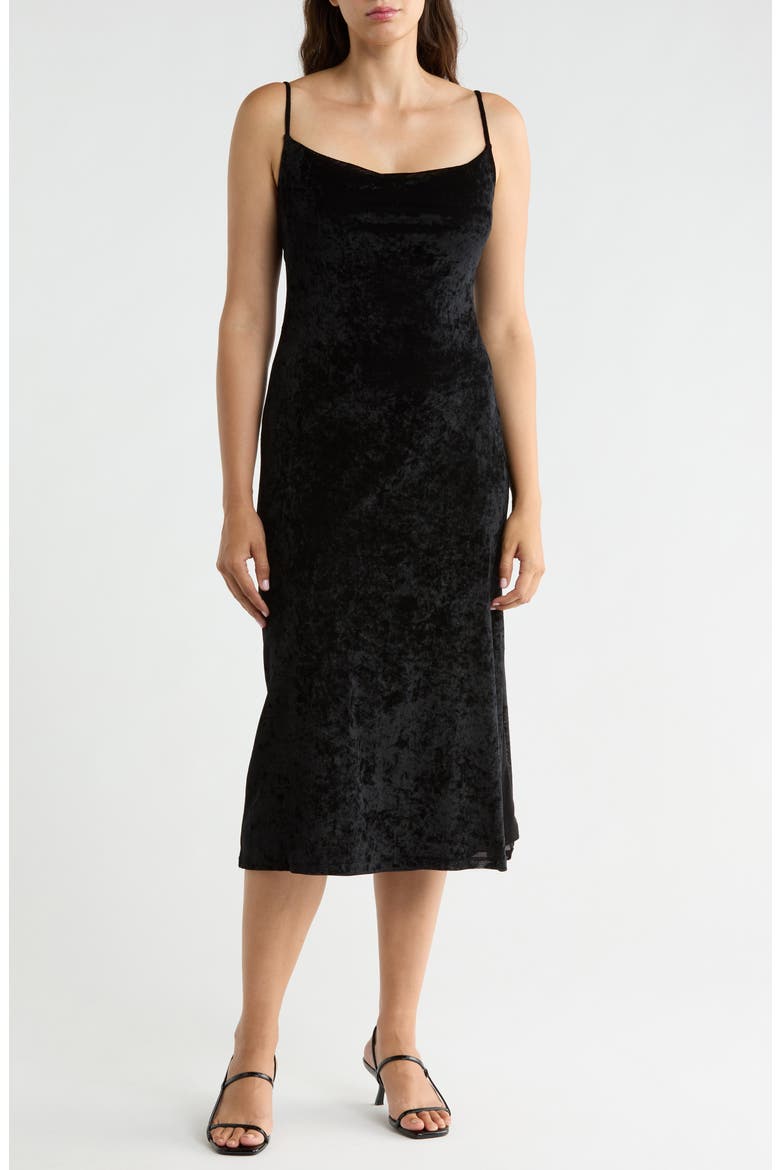 Velvet Midi Slipdress, Main, color, BLACK