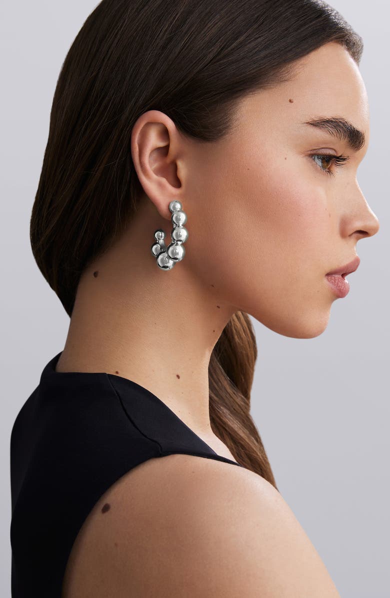 LAGOS Caviar Bubbly Hoop Earrings, Alternate, color, Sterling Silver