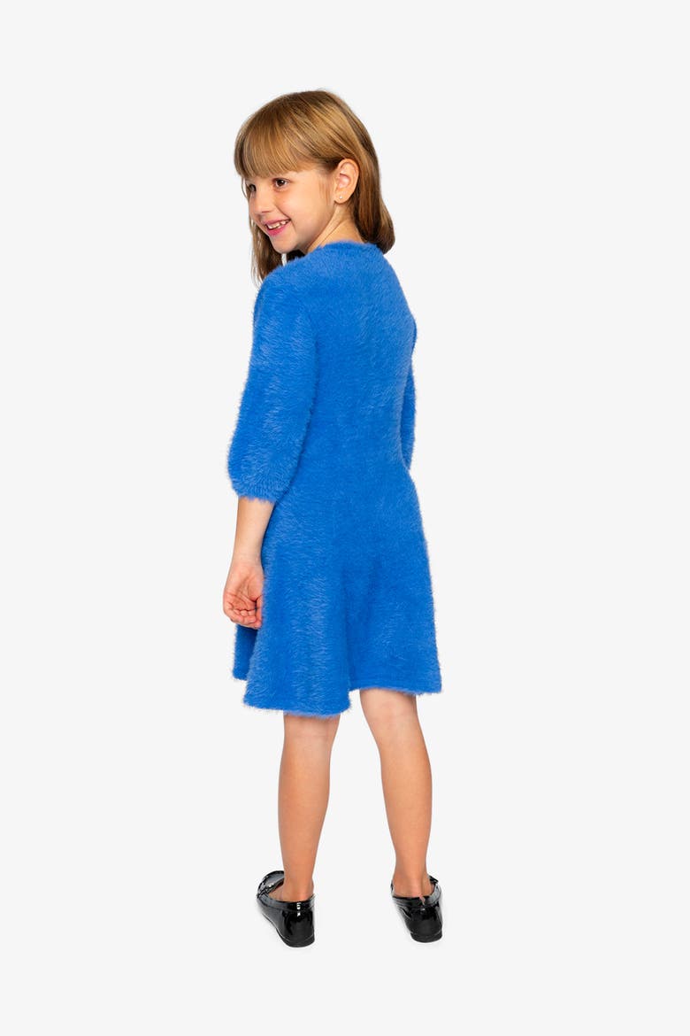 Floral Jacquard Sequin Pleated Knitted Dress, Alternate, color, Royal Blue