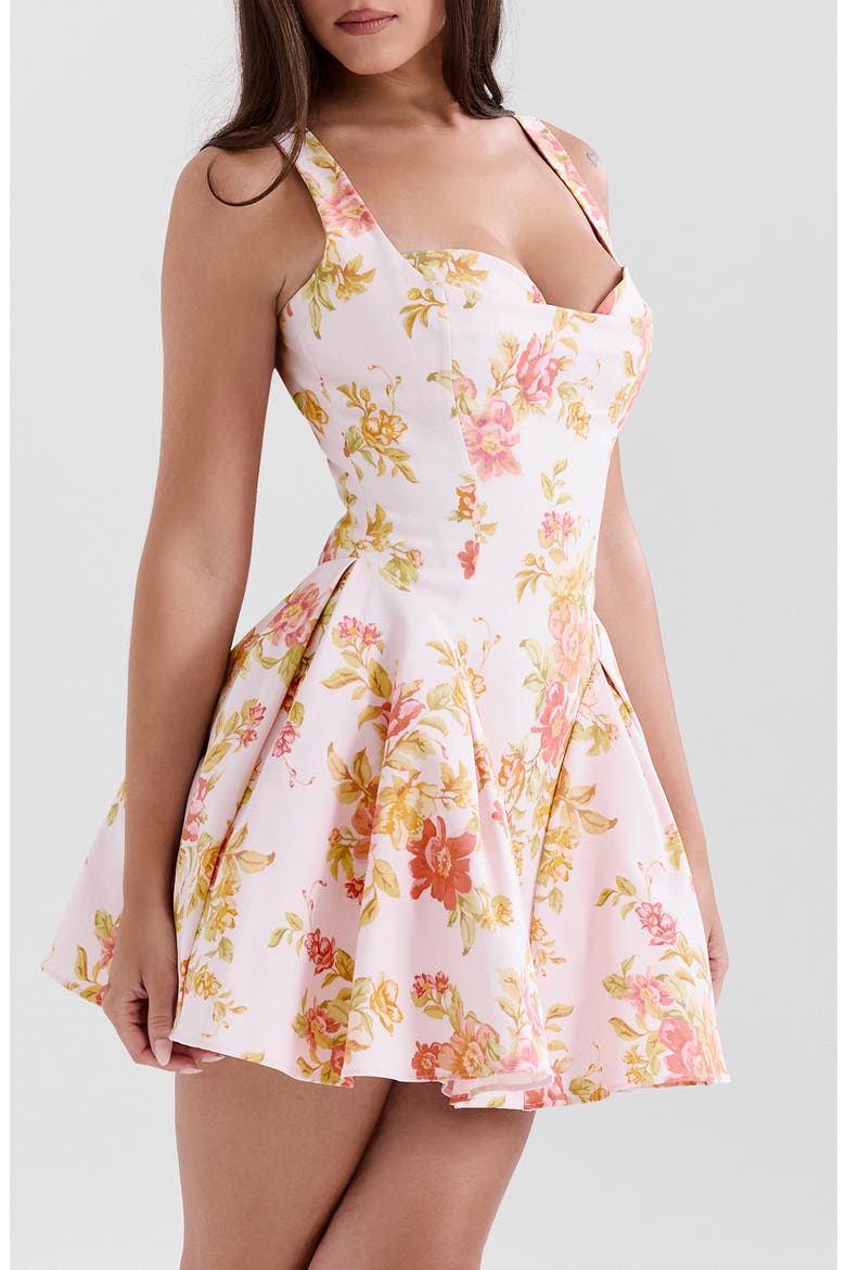 Bunny Voluminous Skirt Minidress, Alternate, color, PEACH POPPY PRINT