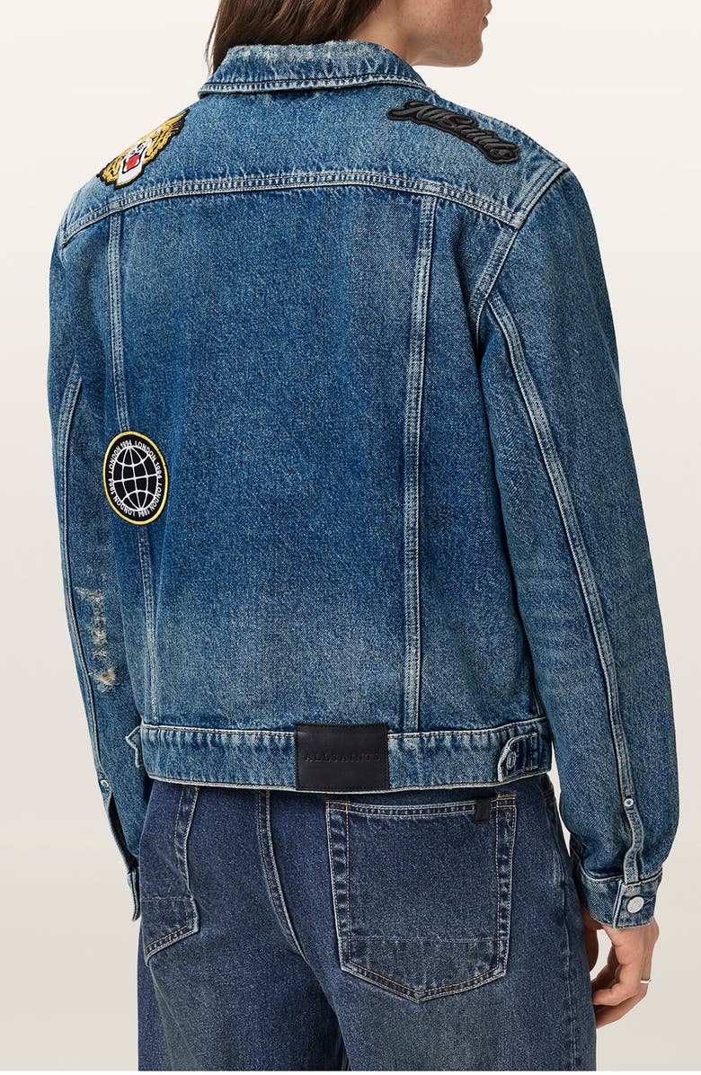 AllSaints Exile Patch Denim Jacket, Alternate, color, Washed Indigo