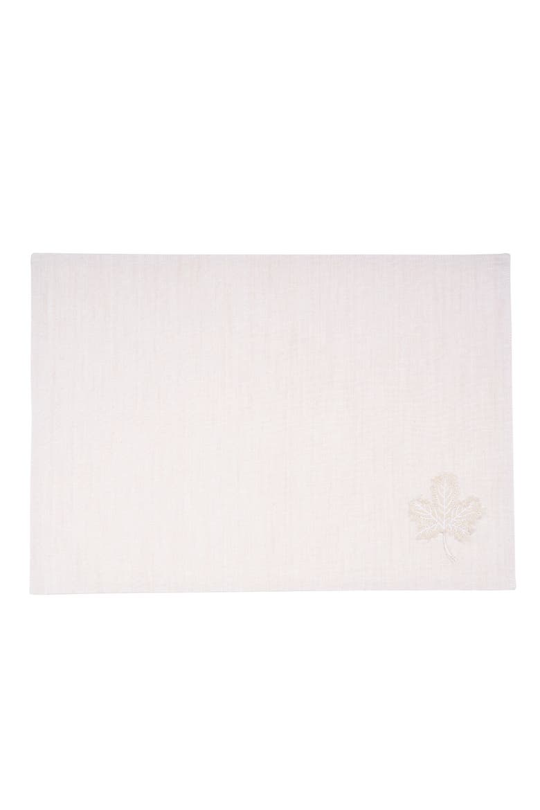 Neutral Maple Leaves Placemats, Set of 6, 14" x 20", Alternate, color, White