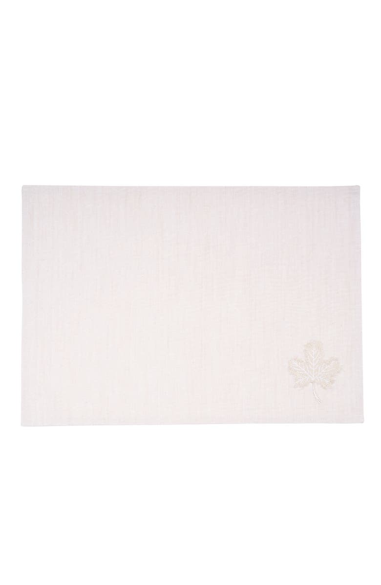 C&F Home Neutral Maple Leaves Placemats, Set of 6, 14" x 20", Alternate, color, White