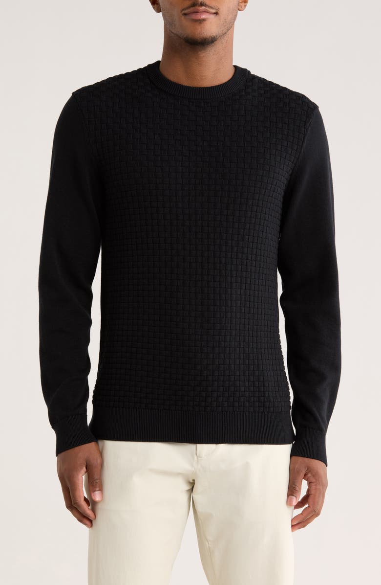 Robert Barakett Ovalon Crewneck Cotton Sweater, Main, color, Black