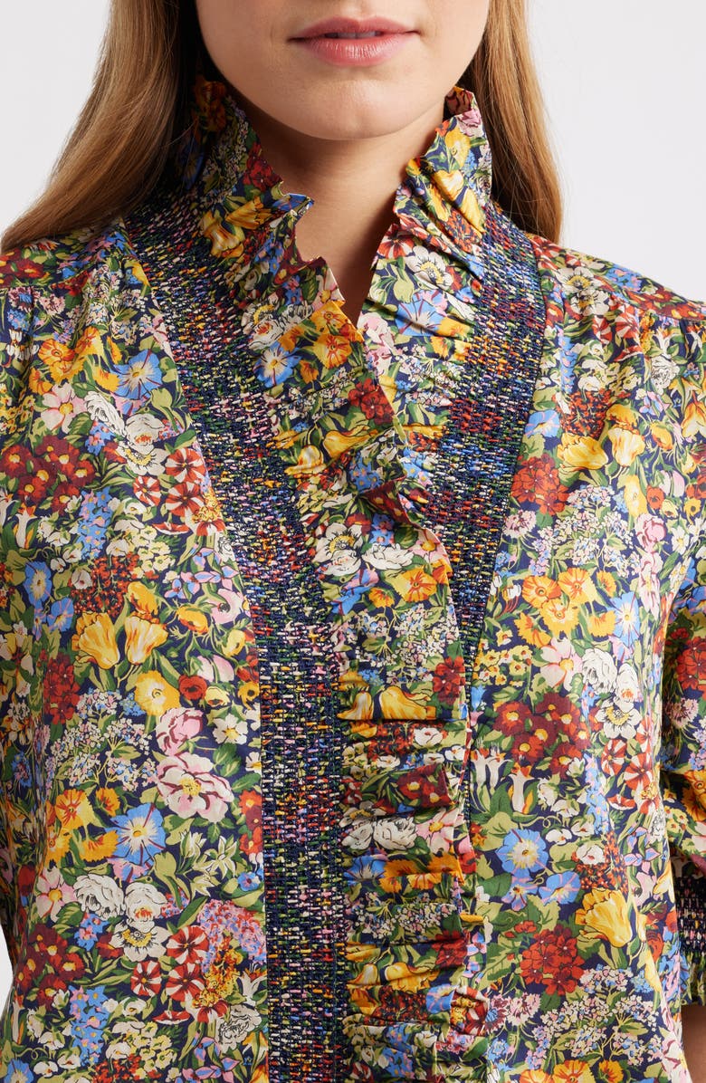 LOVE THE LABEL Zuri Smocked Ruffle Puff Sleeve Top, Alternate, color, Cottage Garden Liberty Print