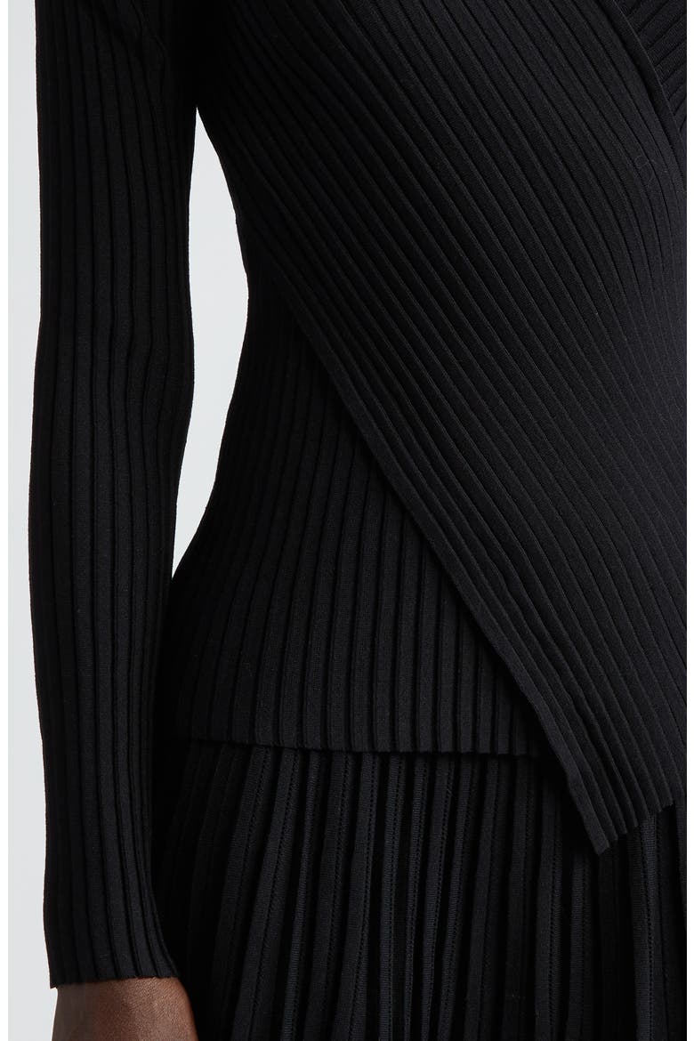 Wrap Front V-Neck Rib Sweater, Alternate, color, BLACK